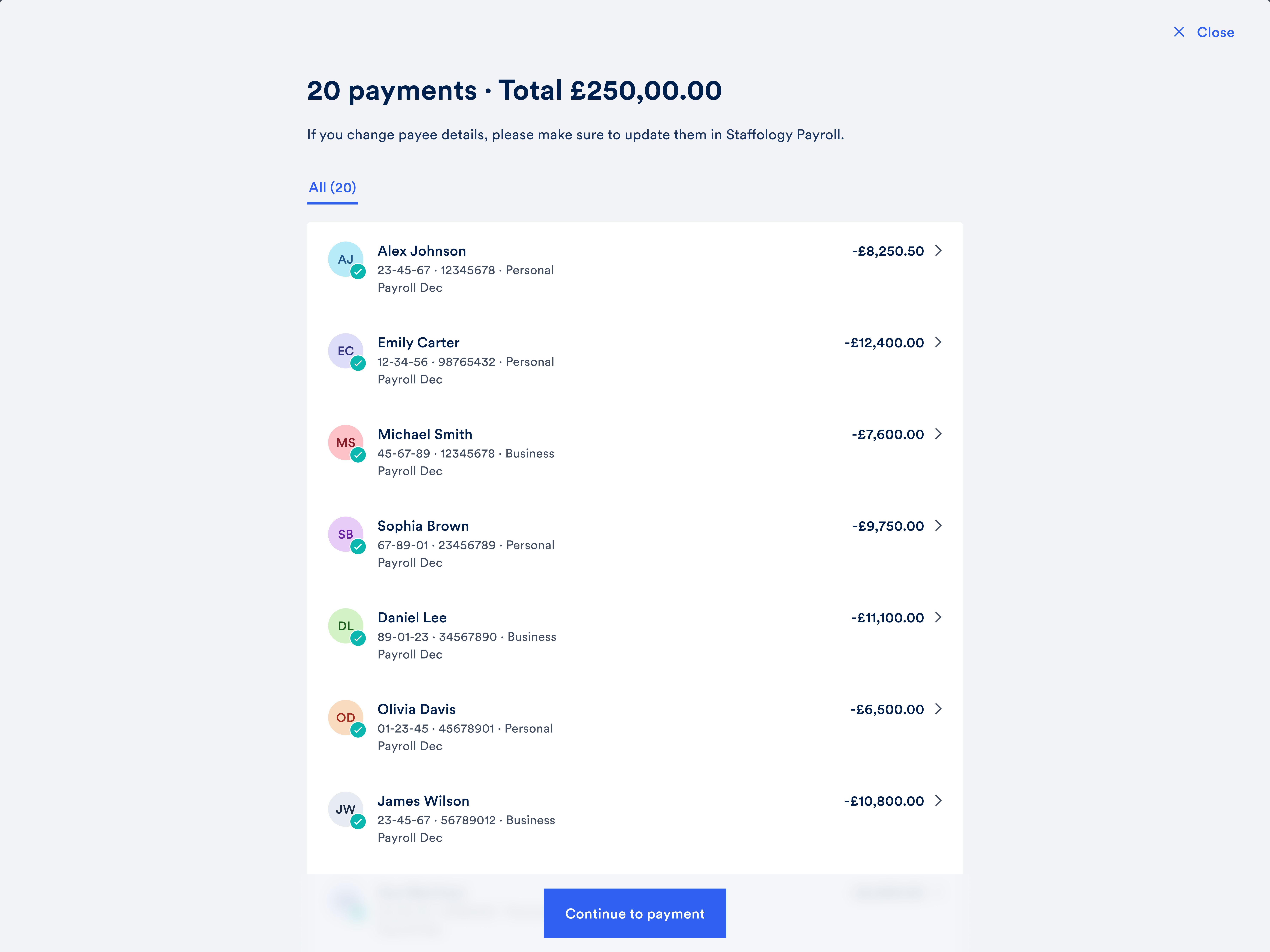 Reviewpaymentspop-up